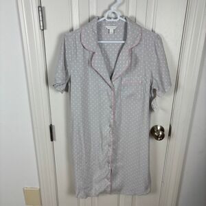 Charter Club Intimates‎ Women's Gray Polka Dot Nightgown Short Sleeve Size S NWT